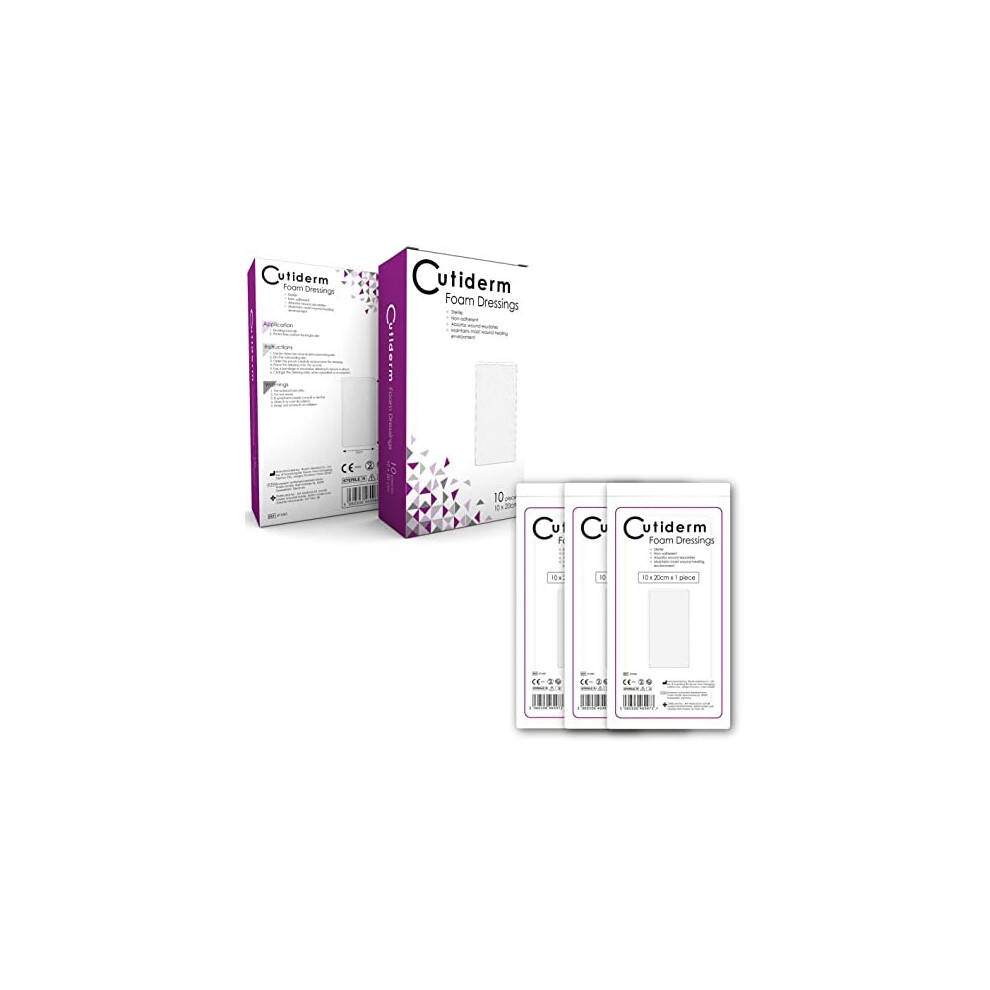 Cutiderm Foam Non-Adhesive Sterile Wound Dressing 10Cm X 20Cm - Pack Of 10 Dressings