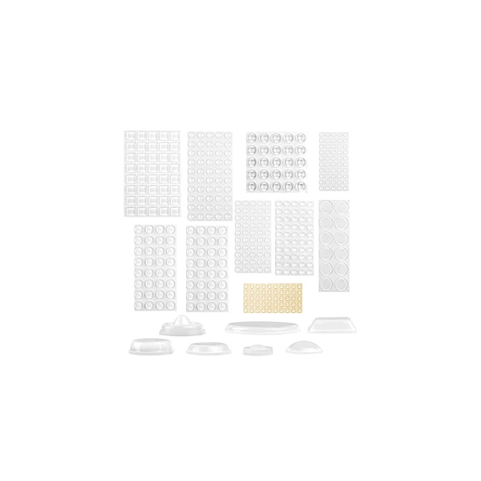 Clear Adhesive Bumper Pads, 389Pcs Transparent Silicone Pad Soft Door Bumpers Self Adhesive Noise Dampening Pads Elastic Door Buffer Furniture Pad, 6972815752440