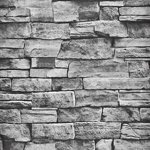 Grey Brick Self Adhesive Wallpaper, Brick Effect Wallpaper, Stone Peel