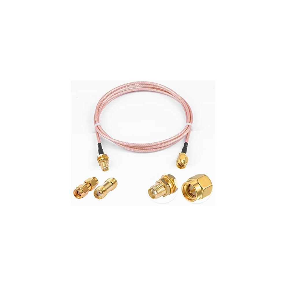 Sma Cable Sma Male To Sma Female Bulkhead Rg316 3Ft /1M Rf Coaxial Cable + 2Pcs Sma Adapters Kits For Router Antenna Signal Enhancer Wireless Adapter 797444881707