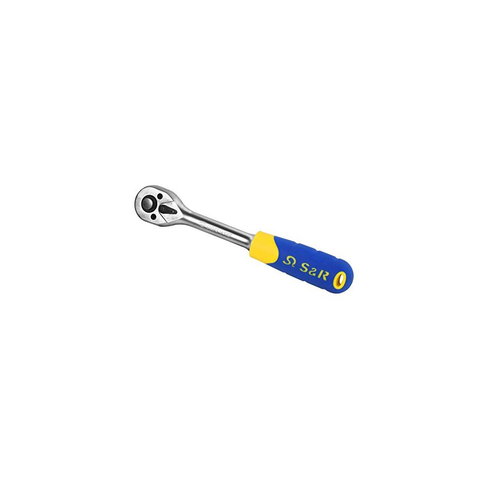 Reversible Ratchet 3/8" Ratchet Wrench, Ratchet 45 Teeth for Socket Wrench Insert Nuts Chrome Vanadium Steel (3/8" Square Drive) Ratchet Tool