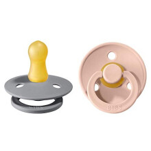 Colour Soother 2-Pack, BPA Free Dummy Pacifier, Round Nipple. Natural Rubber Latex, Size 1 (0-6 Months), Cloud / Blush