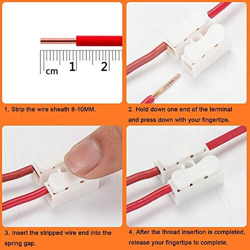 60 Pcs CH3 Spring Wire Connectors, Electrical Cable Clamp Terminal Block Connector, Quick Connector Terminal Block 2