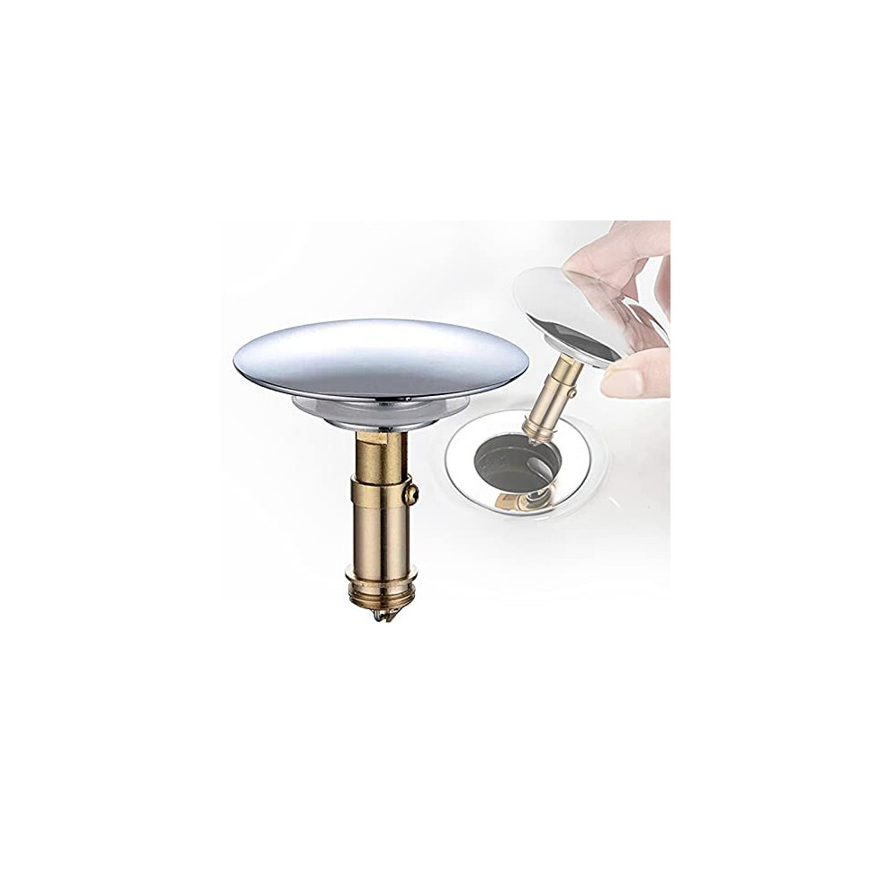Pop Up Bath Plug, Universal Sink Plug 66mm Push Stopper with 28mm Bouncing Core Metal Sink Plug for Bath Bathroom Kitchen Sewers Sink