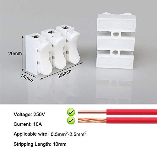 60 Pcs CH3 Spring Wire Connectors, Electrical Cable Clamp Terminal Block Connector, Quick Connector Terminal Block 1