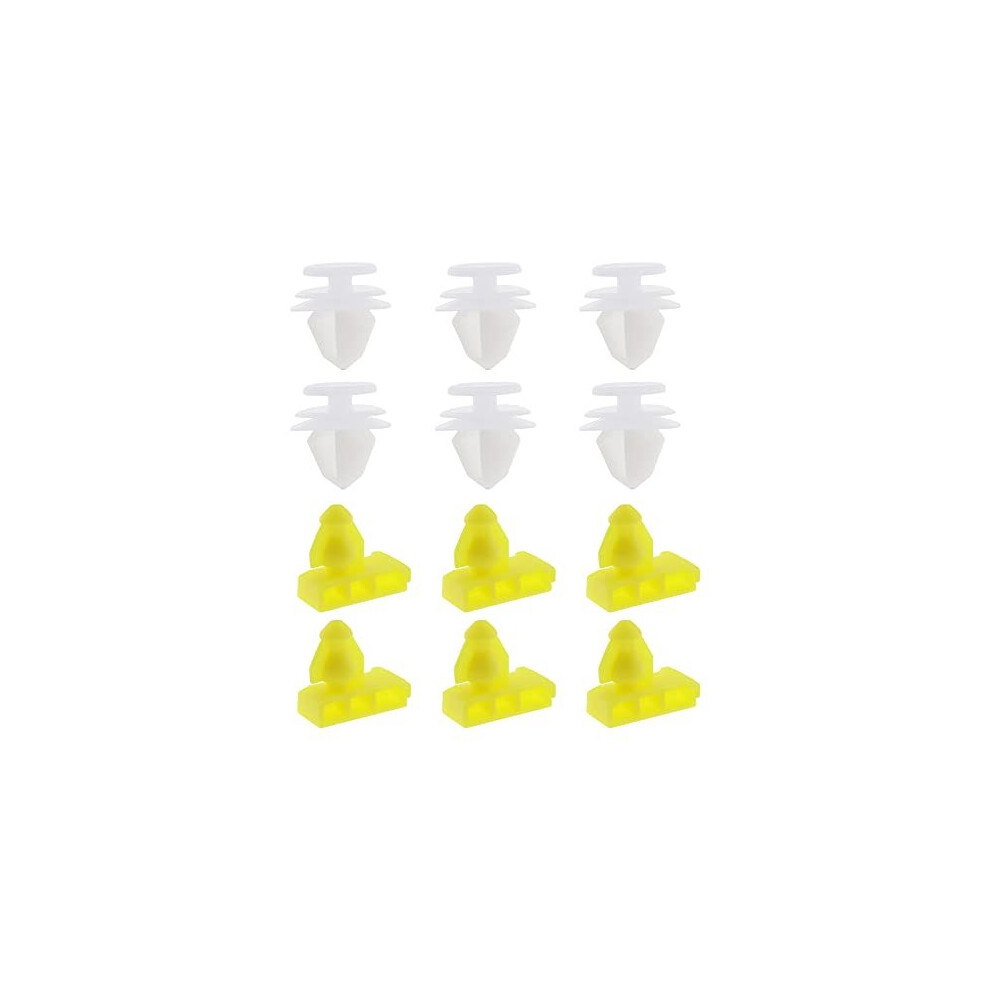 12Pcs Car Rear Wheel Arch Surround Trim Moulding Clips Kit Plastic Retainer Fasteners Compatible With Nissan Qashqai 2014-2020 White/Yellow 4895243210769
