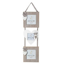 Multi Photo Frames for Wall, Wooden Square & Heart Shaped Hanging Picture Frames 3x3 and 4x4 for Multiple Pictures, Cute Cat Pet Themed Room Home