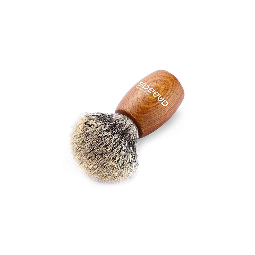 Men's Shaving Brush, Pure Badger Hair Brush with Natural Manchurian Ash Wood Handle for Wet Close Shave