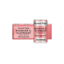 Refreshingly Light Rhubarb & Raspberry Tonic Water 8 x 150ml (Pack of 3, Total 24 cans)