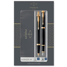 Cofre regalo Dúo - PARKER - IM - Pluma negra - Bolígrafo negro - Atributos dorados