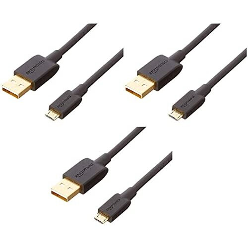 Amazon USB 2.0 A-Male to Micro B Cable (3 Pack), 3 feet, Black