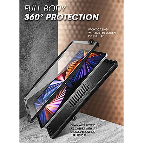 Supcase Apple iPad Pro 12.9 stoßfeste Rundumhülle mit Ständer Schwarz 2