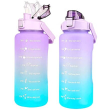 2Litre Water Bottle BPA Free Material,2L Sports Bottle with Straw Leakproof Drink Jug with Time Marking & Lock Cover Gym Water Bottle For Women Men