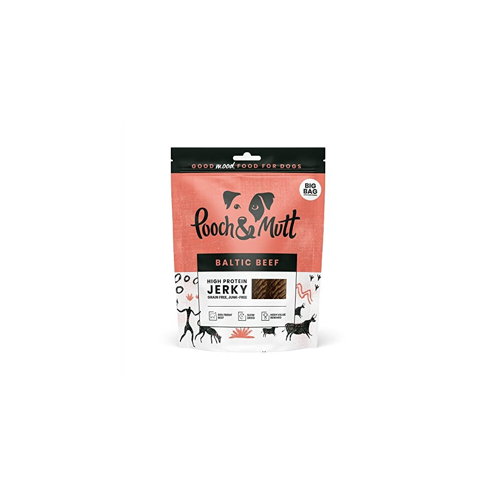 210g of Pooch & Mutt Jerky Treats, Grain Free Baltic Beef, Pack of 1x210g