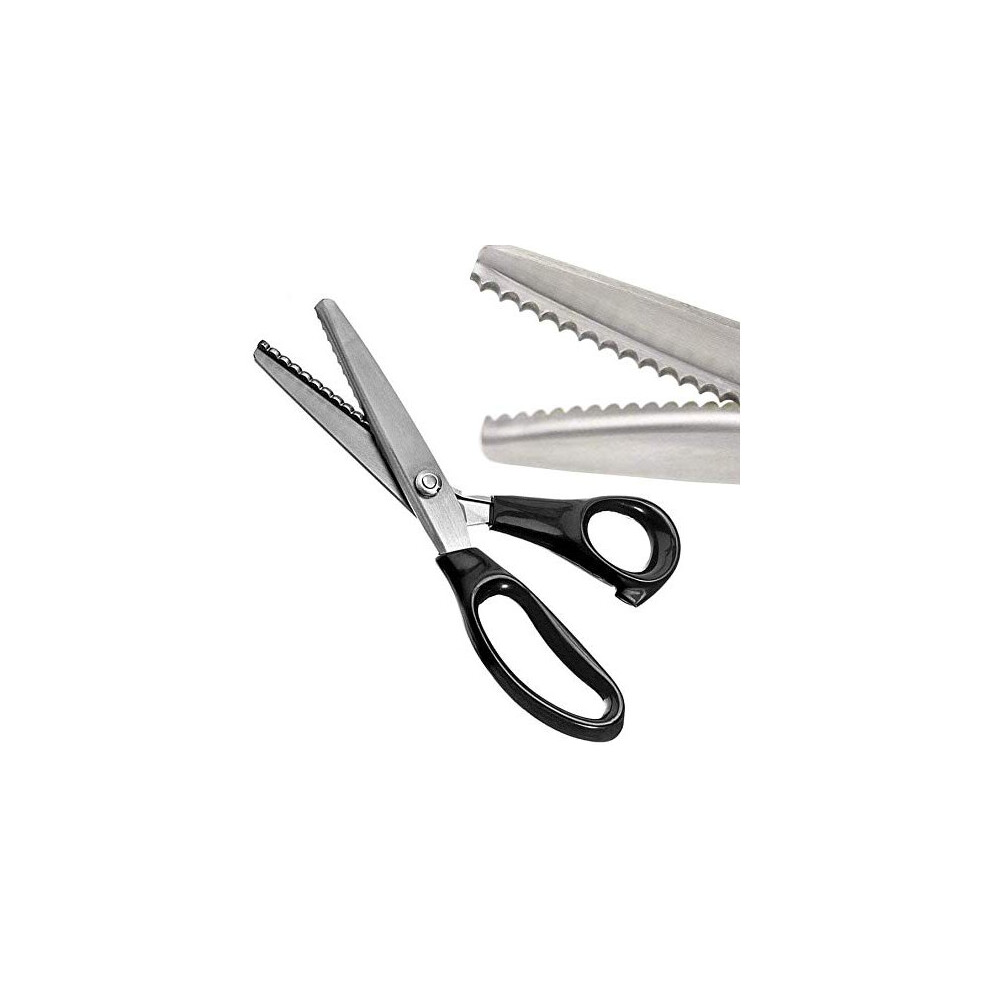 Pinking Shears, Stainless Steel Dressmaking Scissor, Serrated and Scalloped Blades, Professional Sewing Craft Cut, Tailor Zig-Zag Tool, Fabric