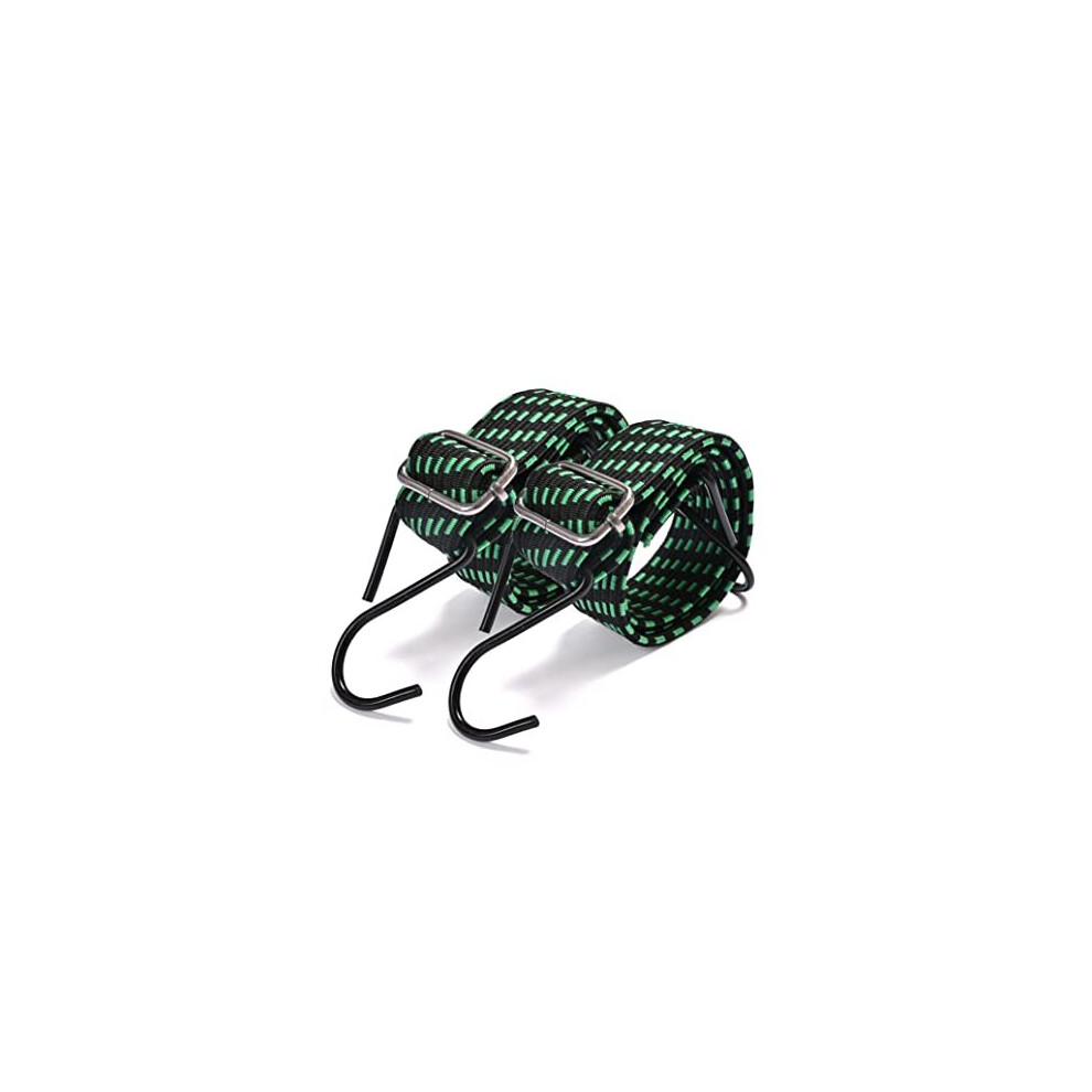 Bungee Cords With Hooks, 2Pack Adjustable Bungee Cord Extra Long Flat Elasticity Rope Heavy Duty Rubber Elastic Straps With Adjustment Metal Buckle 774144903410