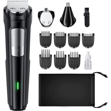 Beard Trimmer Hair Clippers Men, Nose & Ear Trimmer, 9-in-1 Body Groomer Men Kit, Cordless Rechargeable Hair Clippers with 7 Limit Combs, Stainless