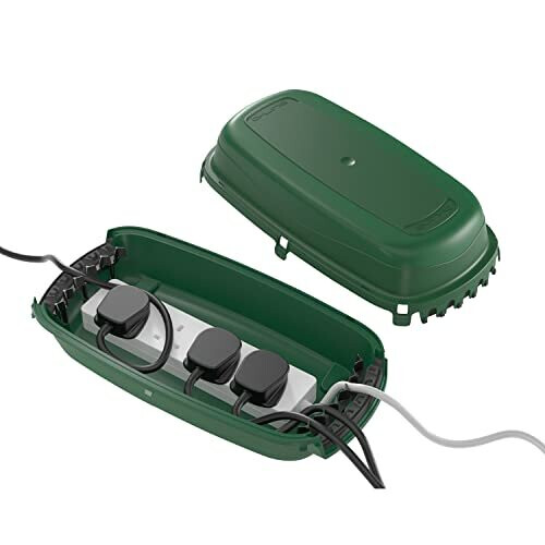 Weatherproof Electrical Box, Outdoor Extension Socket Box, IP54, 2x Entry and Exit Sections for Ease of Use - Green 1