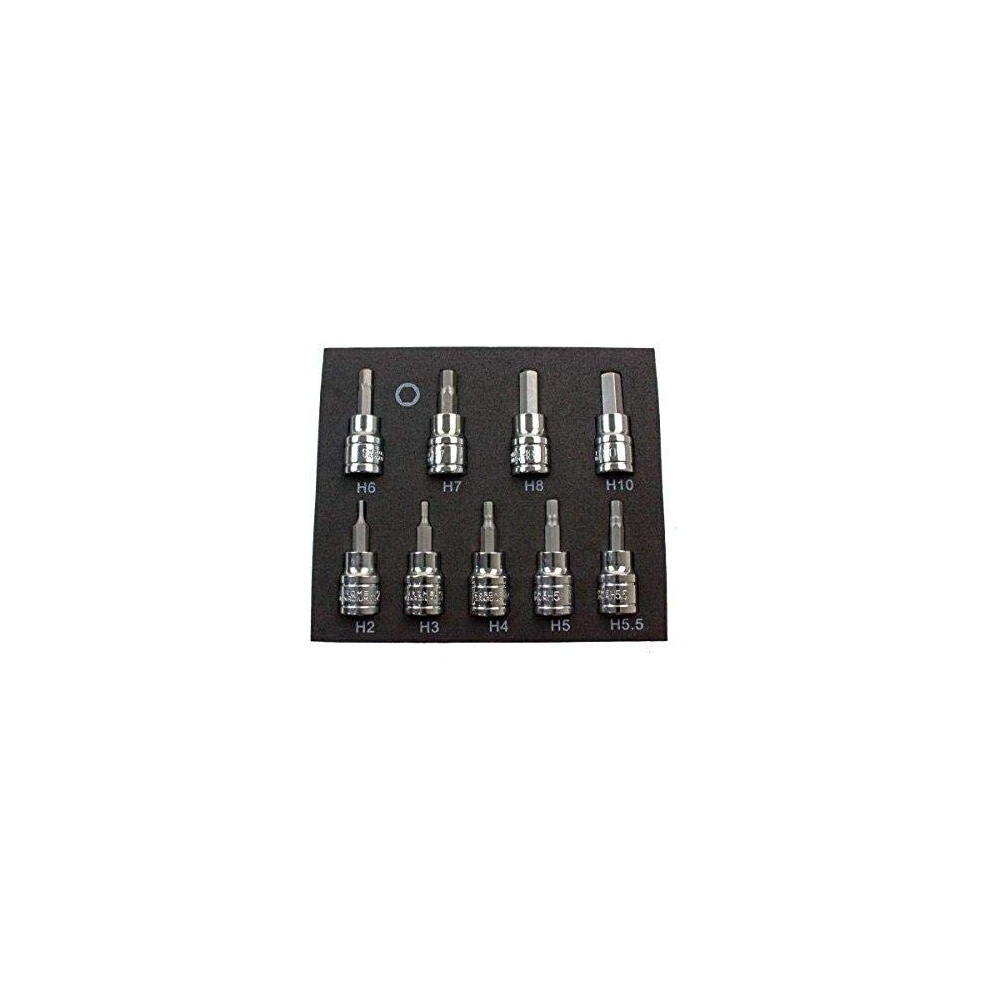 9 Piece Hex Allen Key Bit Sockets Metric Set 3/8" Dr Drive 2-10mm 2065