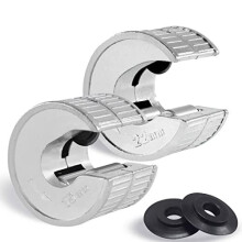 Sturdy Plumbing Auto Cut Tube Cutter Set Twin Pack 15 & 22mm Pipe Slice with 2 Spare Pipe Cutting Wheel Blades PL7261701