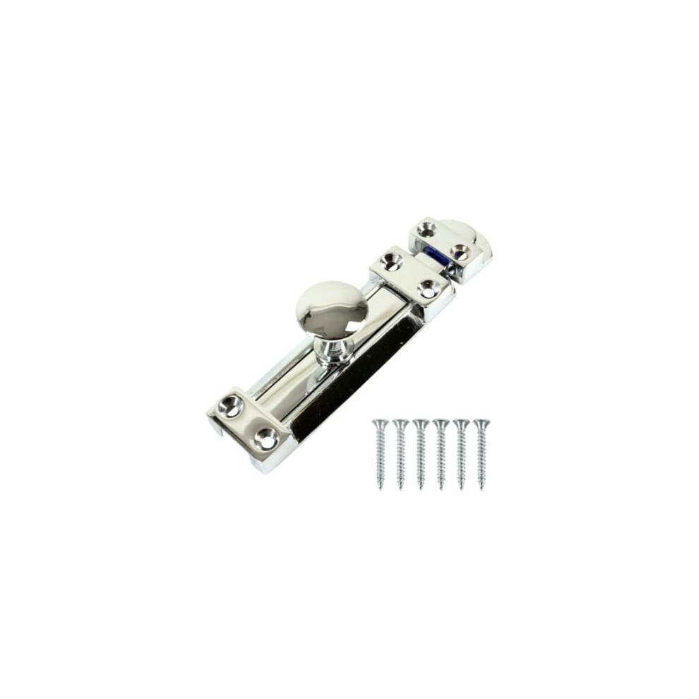 Chrome Door Bolts 4 Inch Flat Bolt Surface Door Latches Tower Bolt Sliding Lock Stainless Steel Flat Slide Safety Door Barrel Bolt With Screws 1 Pack. 5060948117272