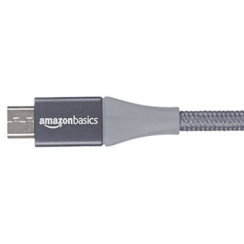 Amazon Double Braided Nylon USB 2.0 A to Micro B Cable , 10 Feet (3 m), Dark Grey 1