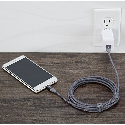 Amazon Double Braided Nylon USB 2.0 A to Micro B Cable , 10 Feet (3 m), Dark Grey 2