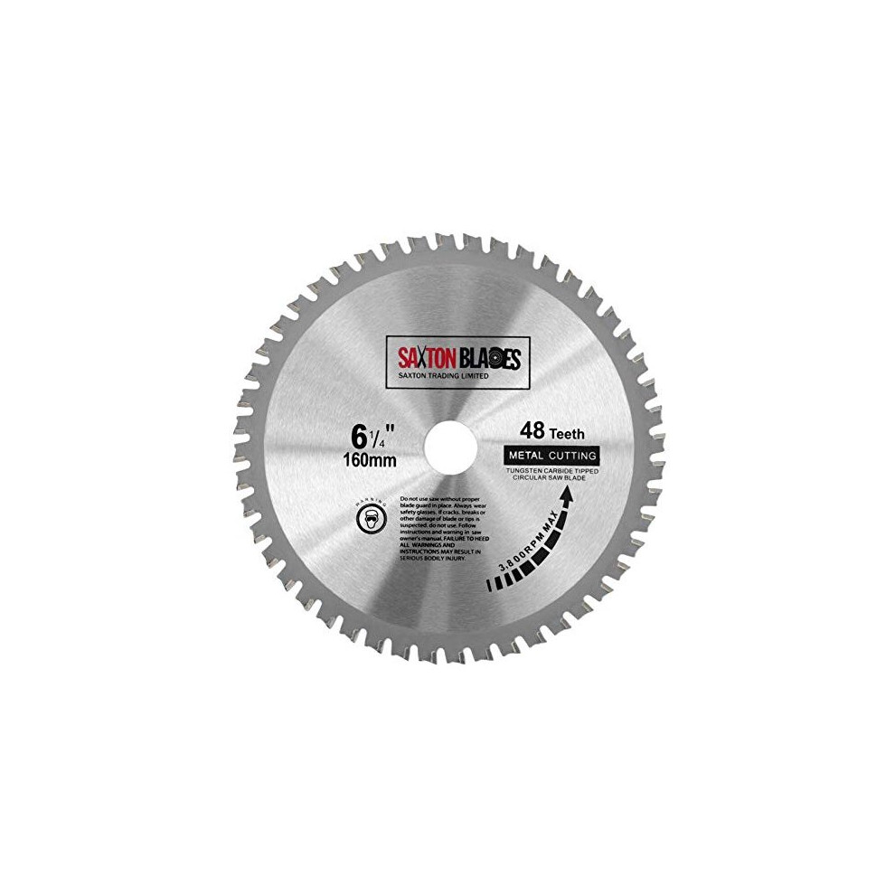 Tct16048tmb Saxton Tct Circular Steel Aluminium Copper Metal Saw Blade 160Mm X 48T For Festool Bosch Makita Dewalt Fits 165Mm Saws 5060611240597