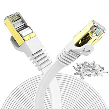 30m/98ft Flat CAT7 High Speed 10Gbps RJ45 Cat 7 Ethernet cables LAN Networking Cable with STP Copper Wires Shielded & Gold Plated Connector for