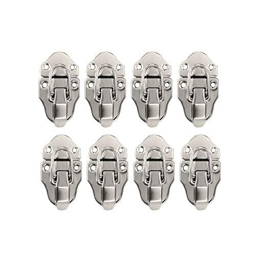 8Pcs Box Case Latch Hasp, Retro Style Metal Duckbilled Box Lock Toggle Cabinet Catch (Silver)