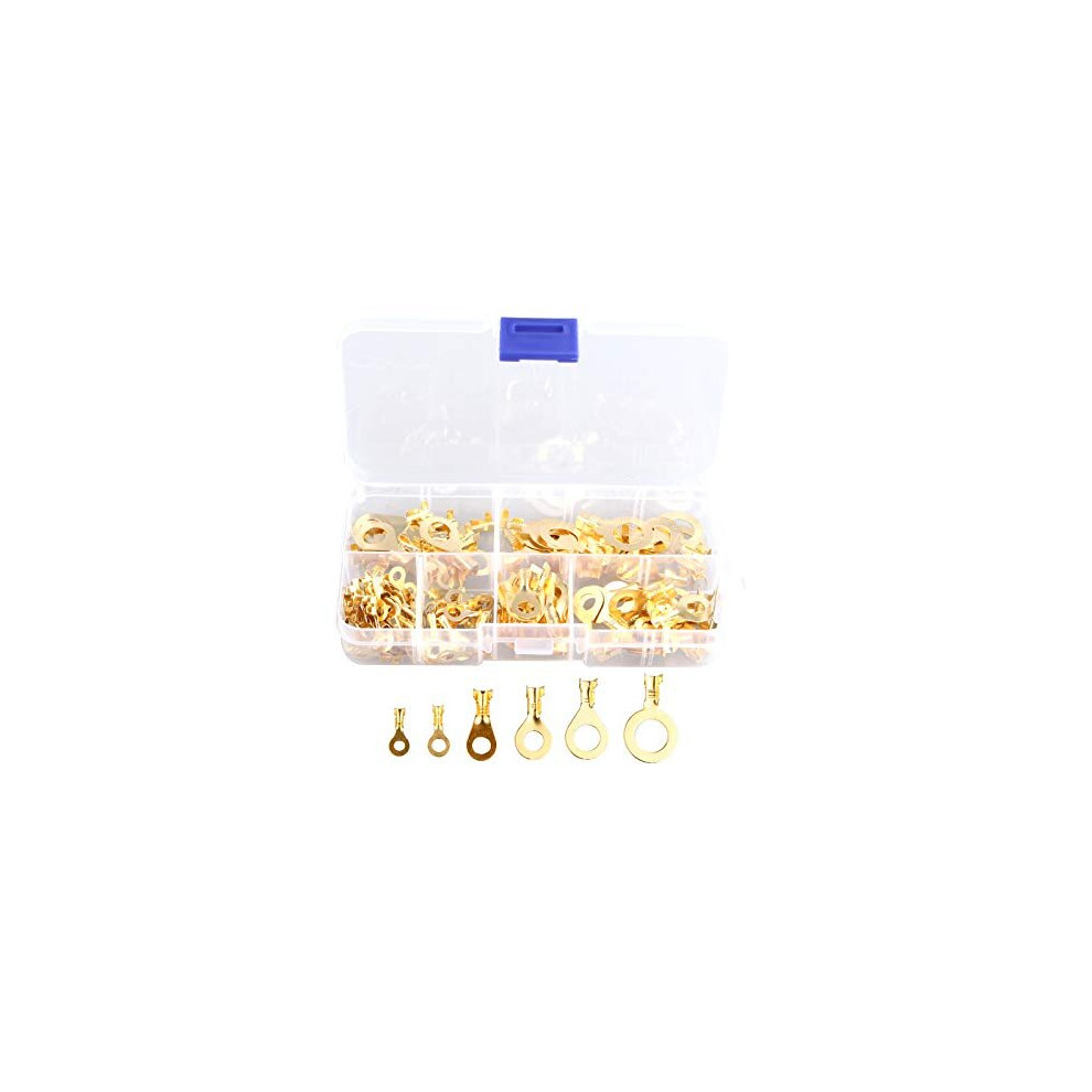 150Pcs Assorted Brass Ring Cable Lugs Ring Eyes Copper Crimp Cable Universal Connector Wire Terminals Professional Fire Retardant Ot Wire Crimp 753594158502