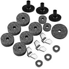 18 Pieces Cymbal Replacement Musical Instruments Accessory Includes 3 Cymbal Sleeves with Base & 6 Cymbal Felts & 2 Hi-hat Clutch Felt & 1 Hi-hat Cup