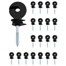 QWORK 20Pcs Electric Fencing Ring Insulators, Wire Mesh Ring Insulator, Wooden Post Insulator Screw-in, for Ropes, Wires and Strands.