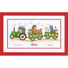 Vervaco geboorteakte tractor telpatroon meerkleurig