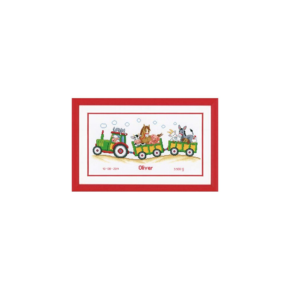 Vervaco Birth Record Tractor Counted Cross Stitch Kit, Multi-Colour