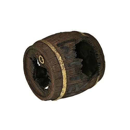 Rosewood Polyresin Rum Barrel Cave Aquarium Ornament, Small