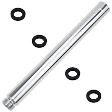 22.5cm Stainless Steel Shower Extension Tube Chrome Plating Round Shower Pipe Handheld Straight Bathroom Shower Head Extension Arm Tube Extender for