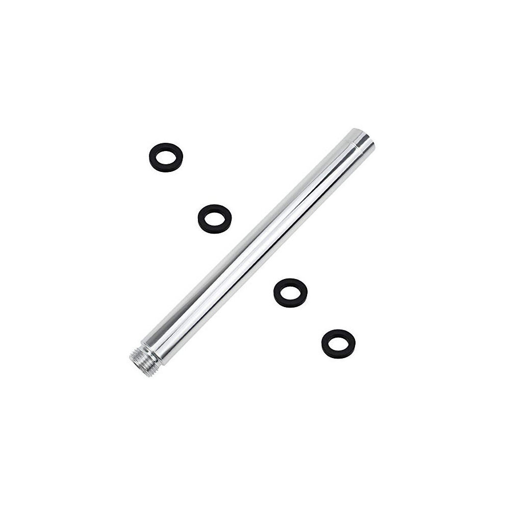 22.5Cm Stainless Steel Shower Extension Tube Chrome Plating Round Shower Pipe Handheld Straight Bathroom Shower Head Extension Arm Tube Extender For 630128860134
