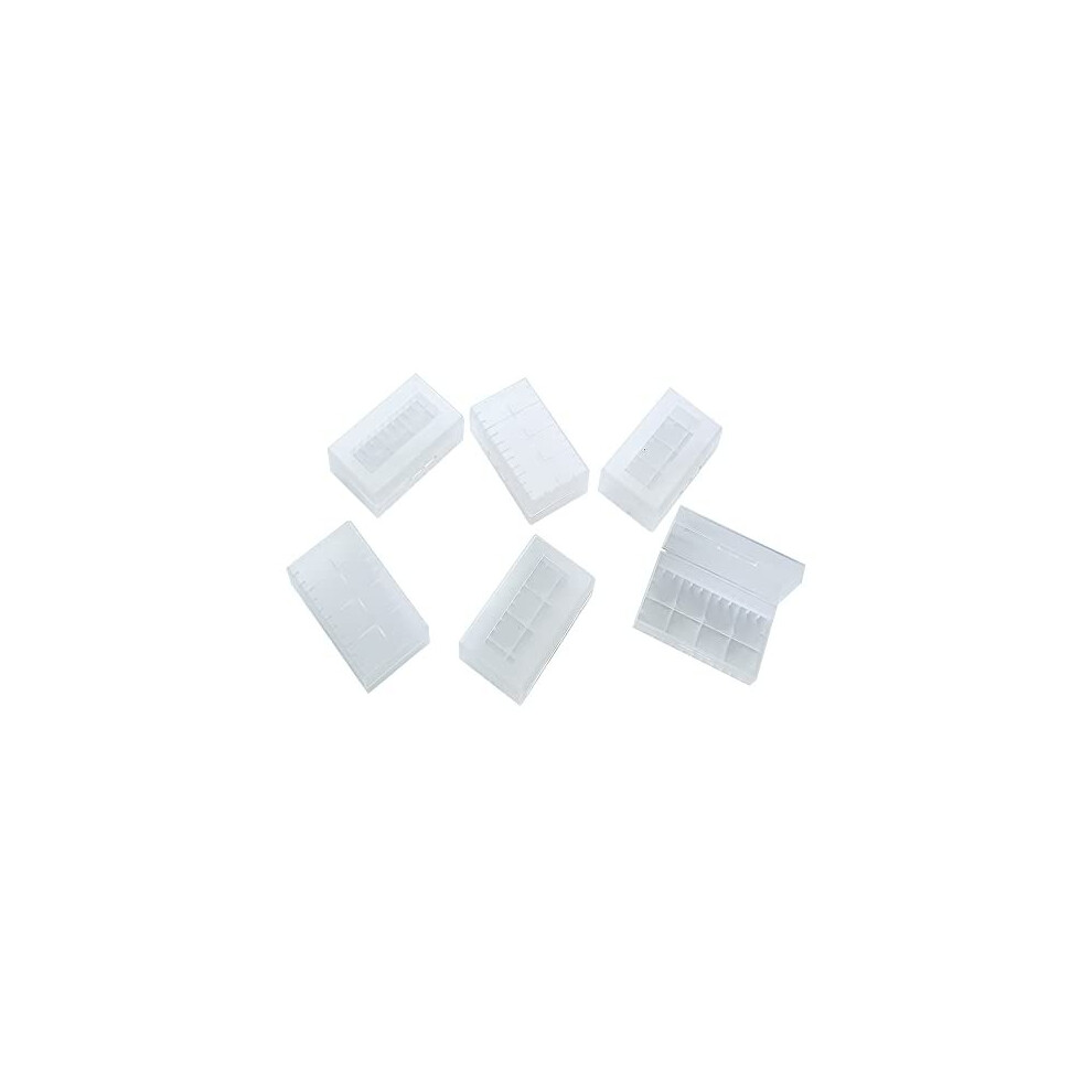 6Pcs For 21700/20700 Battery Box Container, Battery Organizer Case Holder,Clear Plastic Battery Box,Waterproof Battery Storage Box(White) White 786468834332