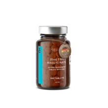 Zinc 25mg Vegan Certified - 180 Elemental Zinc Tablets in a Jar (6 Months Supply) - High Strength Zinc Bisglycinate Mineral Supplement - Supports