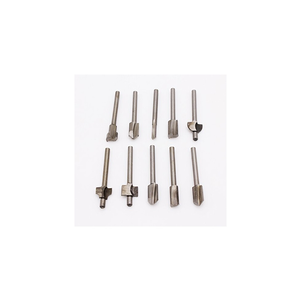 1/8"(3.2mm) Mini Shank HSS Titanium Router Bits Fit for Dremel Foredom Rotary Tool Set for DIY Woodworking, Carving, Engraving, Drilling(10pcs)