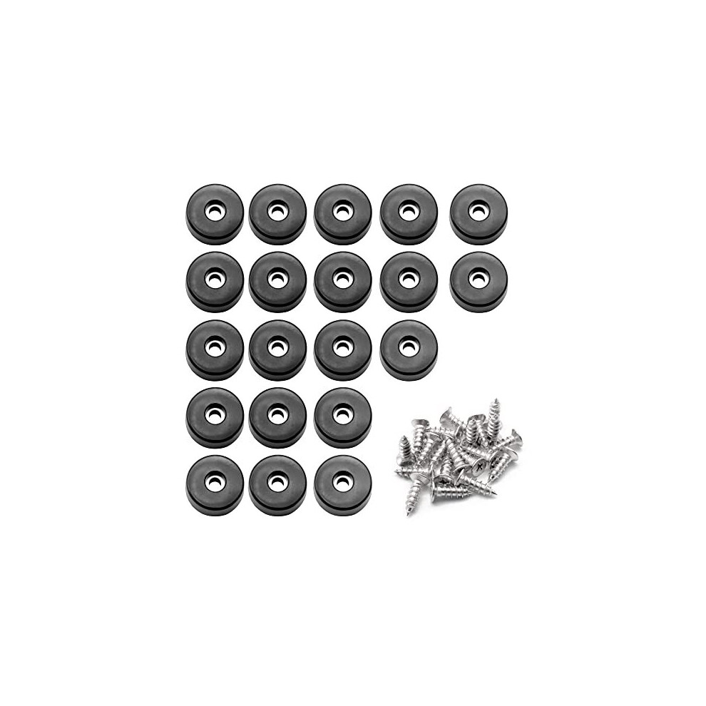 Rubber Cutting Board Feet With Stainless Washer And Screws, 1 Inch Black Round Rubber Feet, Non Slip Bumper Pads For Furniture, Electronics & 7367118560899