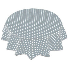 Round Oilcloth PVC Wipe Clean Tablecloth Table Cover 160cm 62" Polka Dot Grey Light