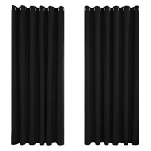 Curtains Long Drop 108 Inch Super Soft Thermal Insulated Eyelet Blackout Curtains Living Room 90 x 108 Inch Black 2 Panels