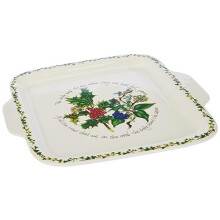 Home & Gifts Square Handled Cake Plate, Ceramic, Multi-Colour, 32.5 x 28.4 x 2.1 cm