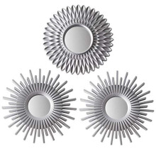 Wall Mirrors Pack of 3 Silver Mirrors for Living Room, Home Decor & Bedroom | Round Mirrors for Hanging and Wall Decor | Small Mirrors, Shabby Chic