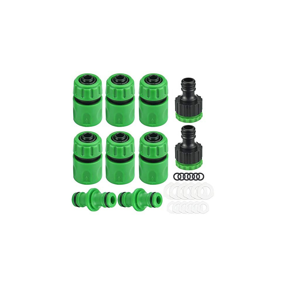 Garden Hose Connector Fitting Set,6 Hose Repair Connector,2 Double Male Hose Connectors Extender,2 Plastic Tap Connector Hose End Connector 18 Rubber