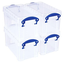 Really Useful Plastic Storage Box 2.1 Litre Clear (Pack of 4)