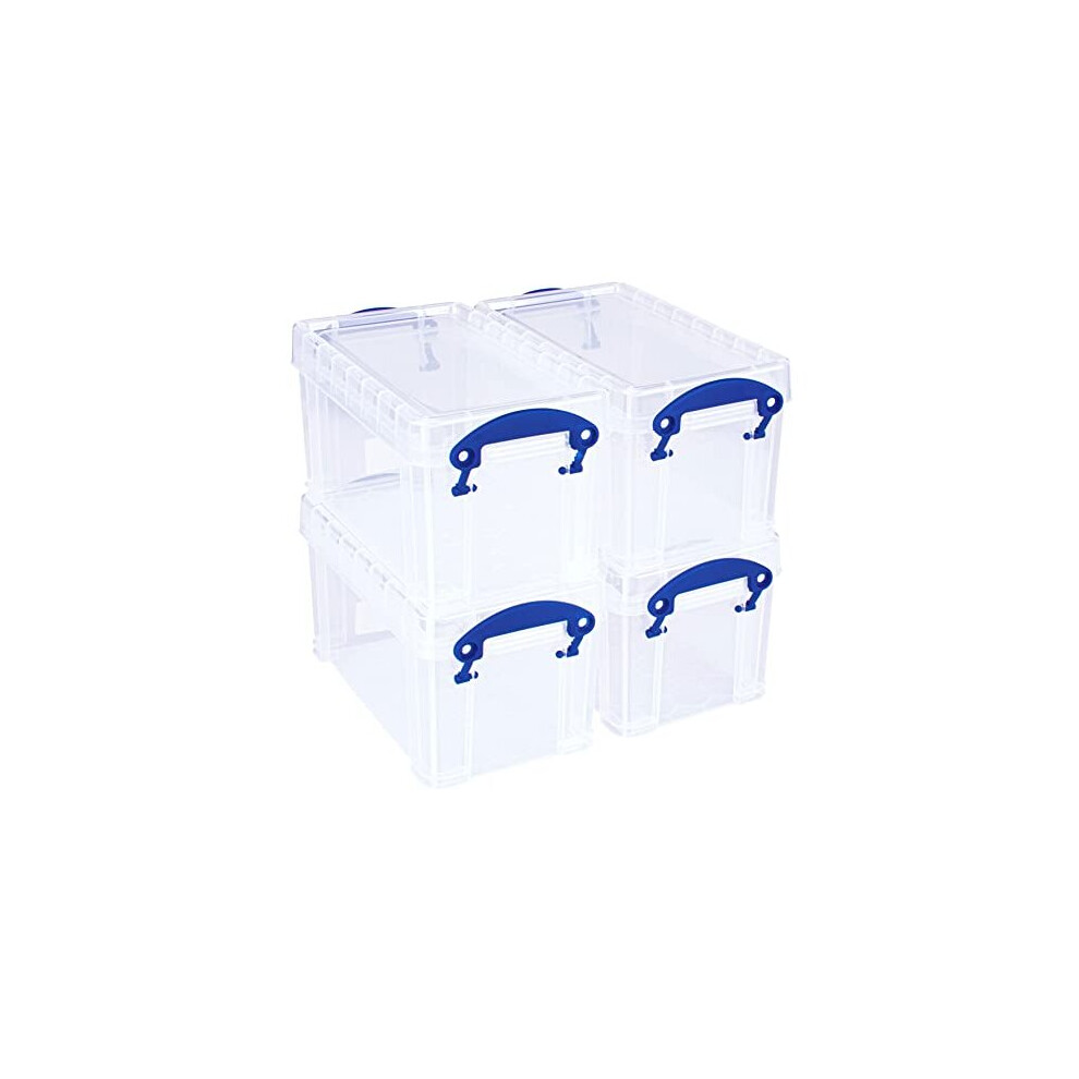 Really Useful Plastic Storage Box 2.1 Litre Clear (Pack Of 4)