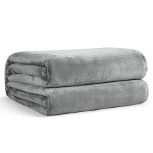 Fleece Blanket Grey Throws for Sofas Fluffy Warm Soft Blanket for Bed Settees Armchairs, Fit All Season, Double Size,150x200cm